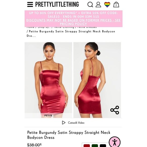 NWT Pretty Little Thing Red Satin Dress 2 - Picture 4 of 4